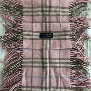 Authentic Burberry Pink Lambswool Fringe Scarf